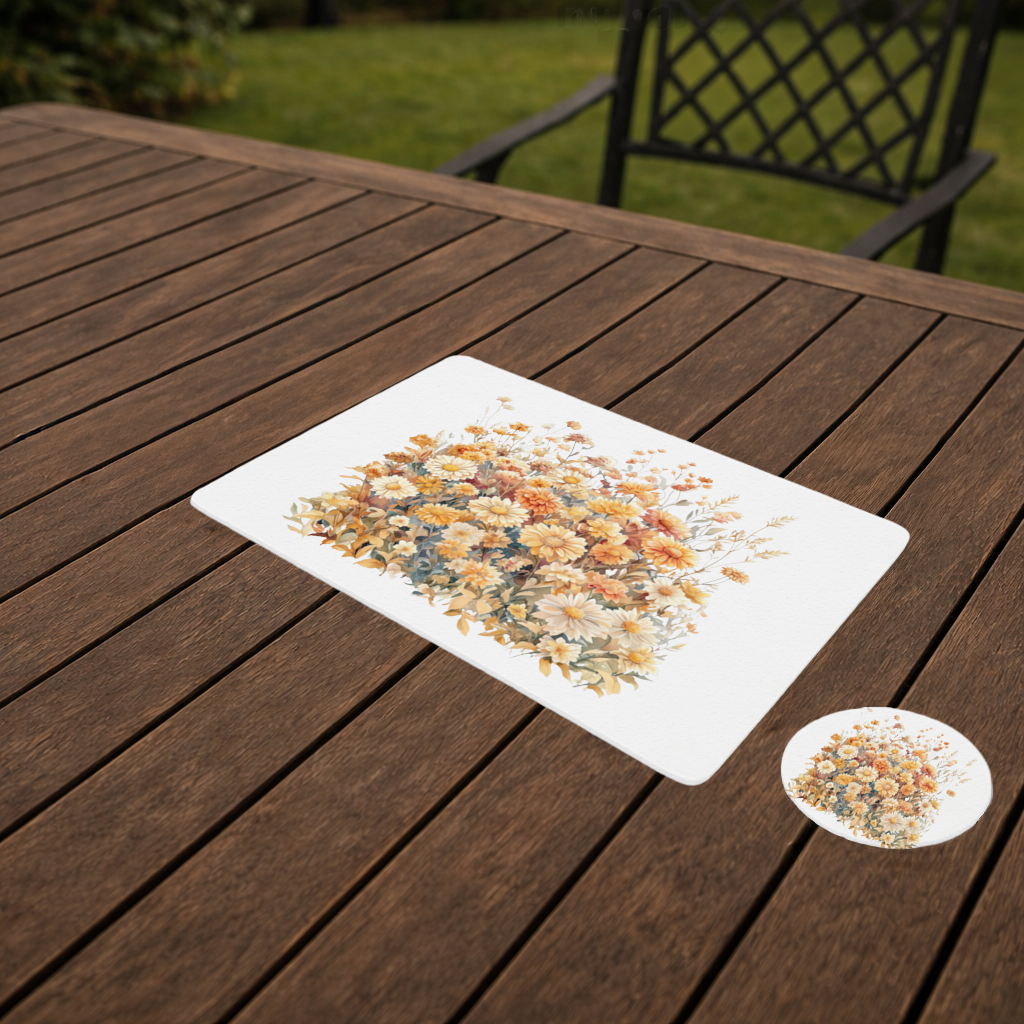 Watercolor Orange Wildflowers Charger Plate Set 12 Pieces