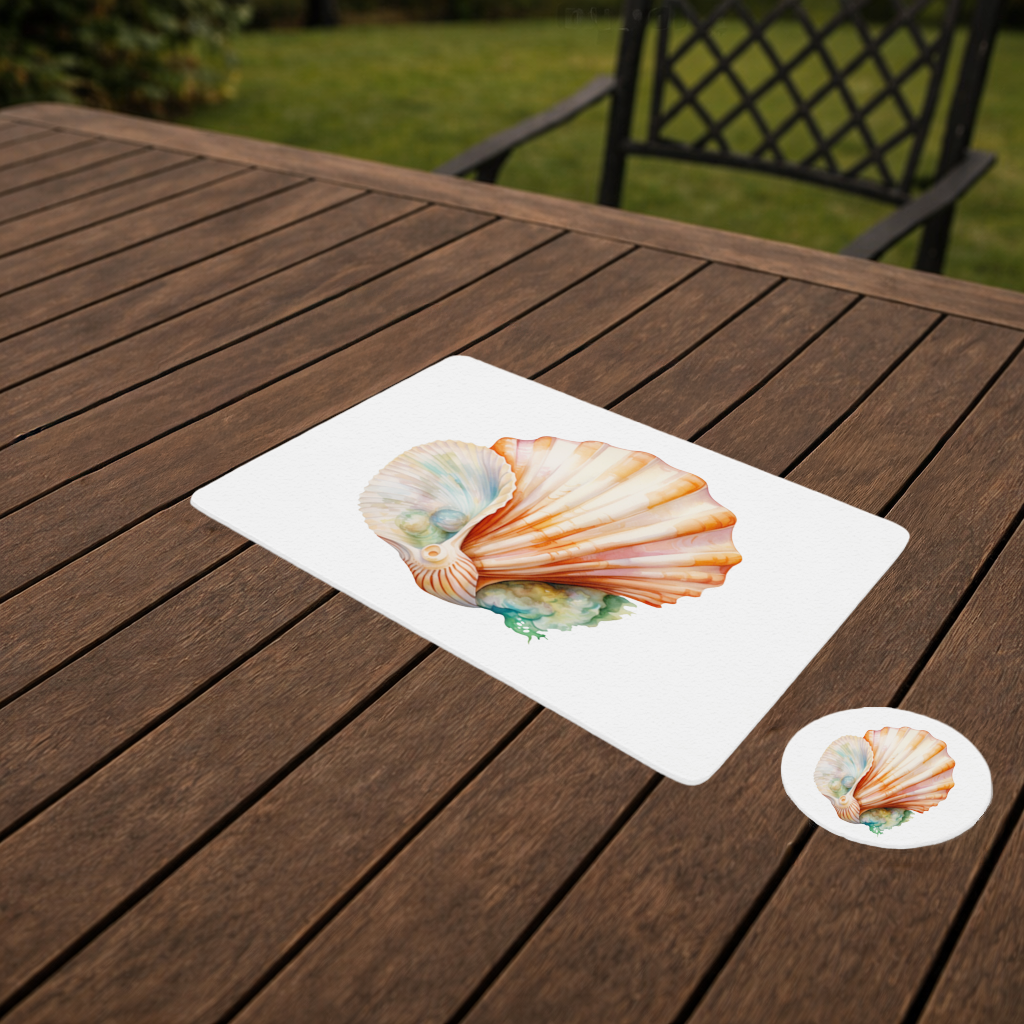 Iridescent Pearls in Orange Scallop Seashell Charger Plate Set 12 Pieces