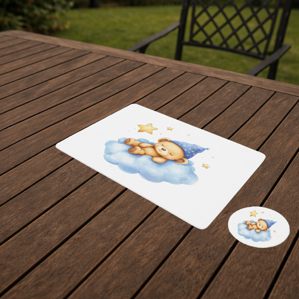 Sleeping Teddy Bear on a Cloud Charger Plate Set 12 Pieces