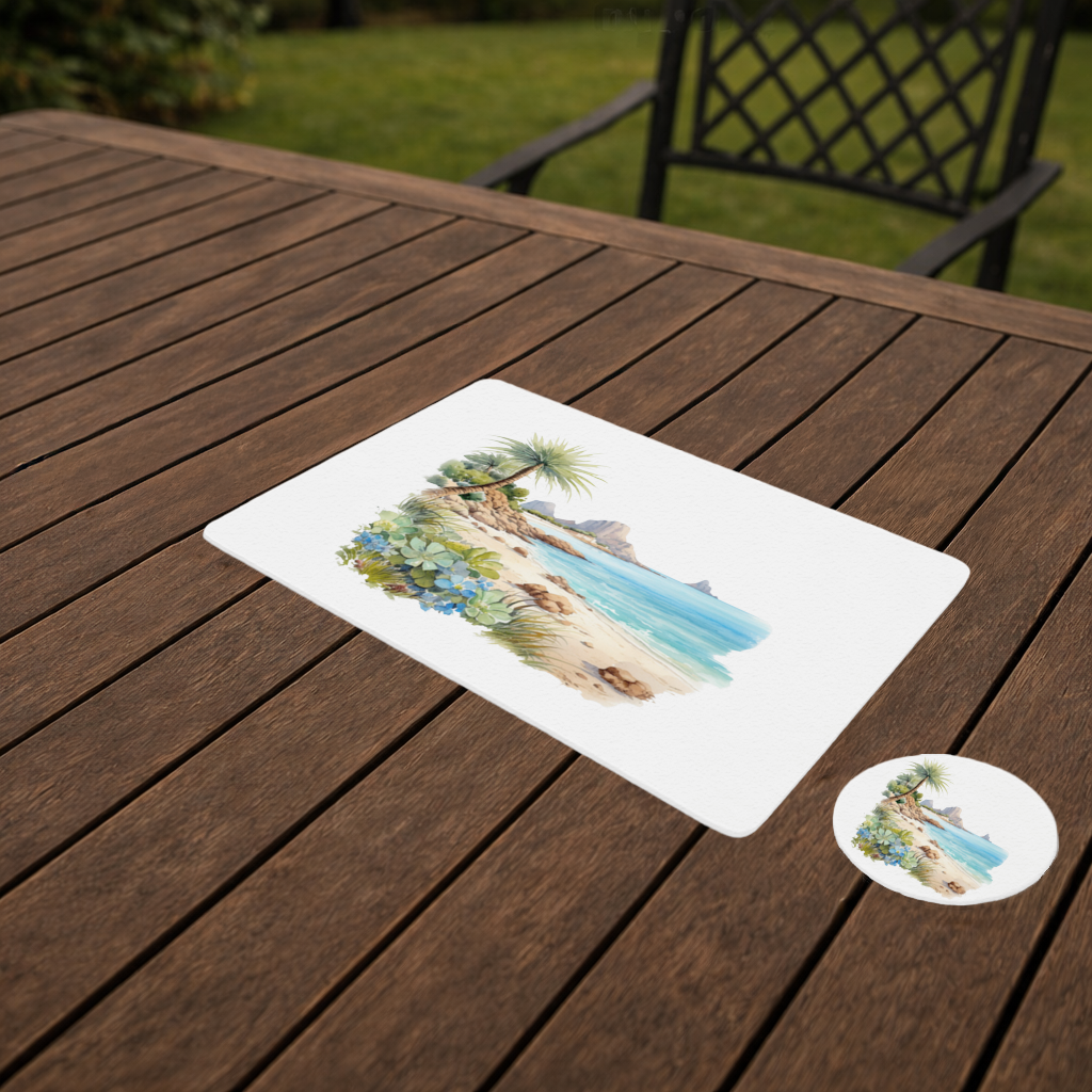 Tropical Palm Tree and Turquoise Sea Charger Plate Set 12 Pieces