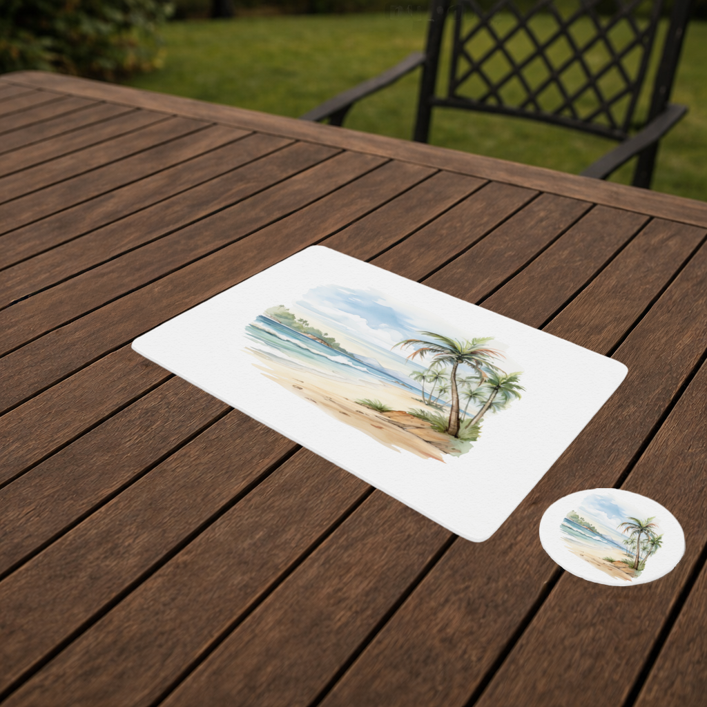 Tropical Palm Tree Beach Charger Plate Set 12 Pieces