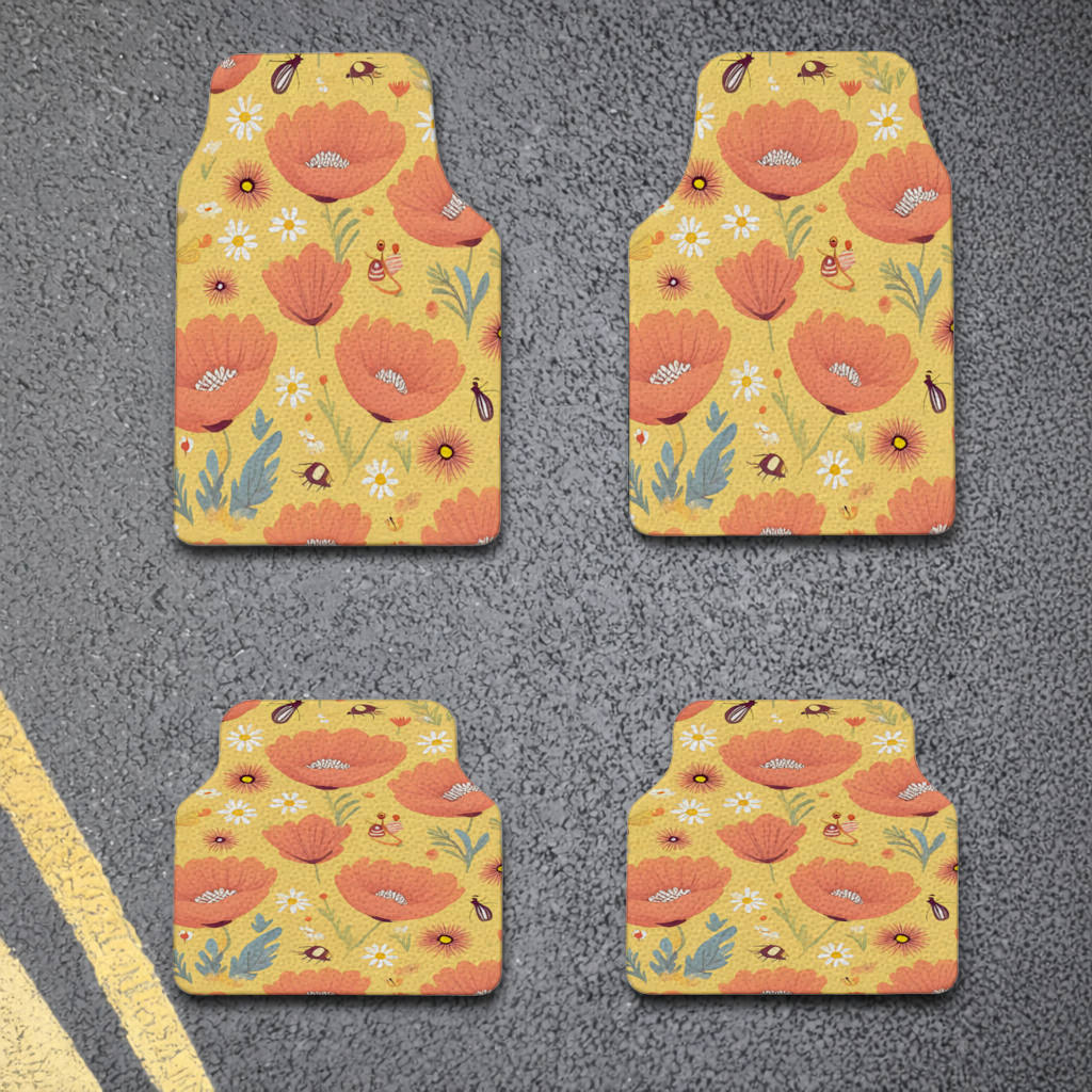 Floral Insect Pattern Colorful Design Car Floor Mats