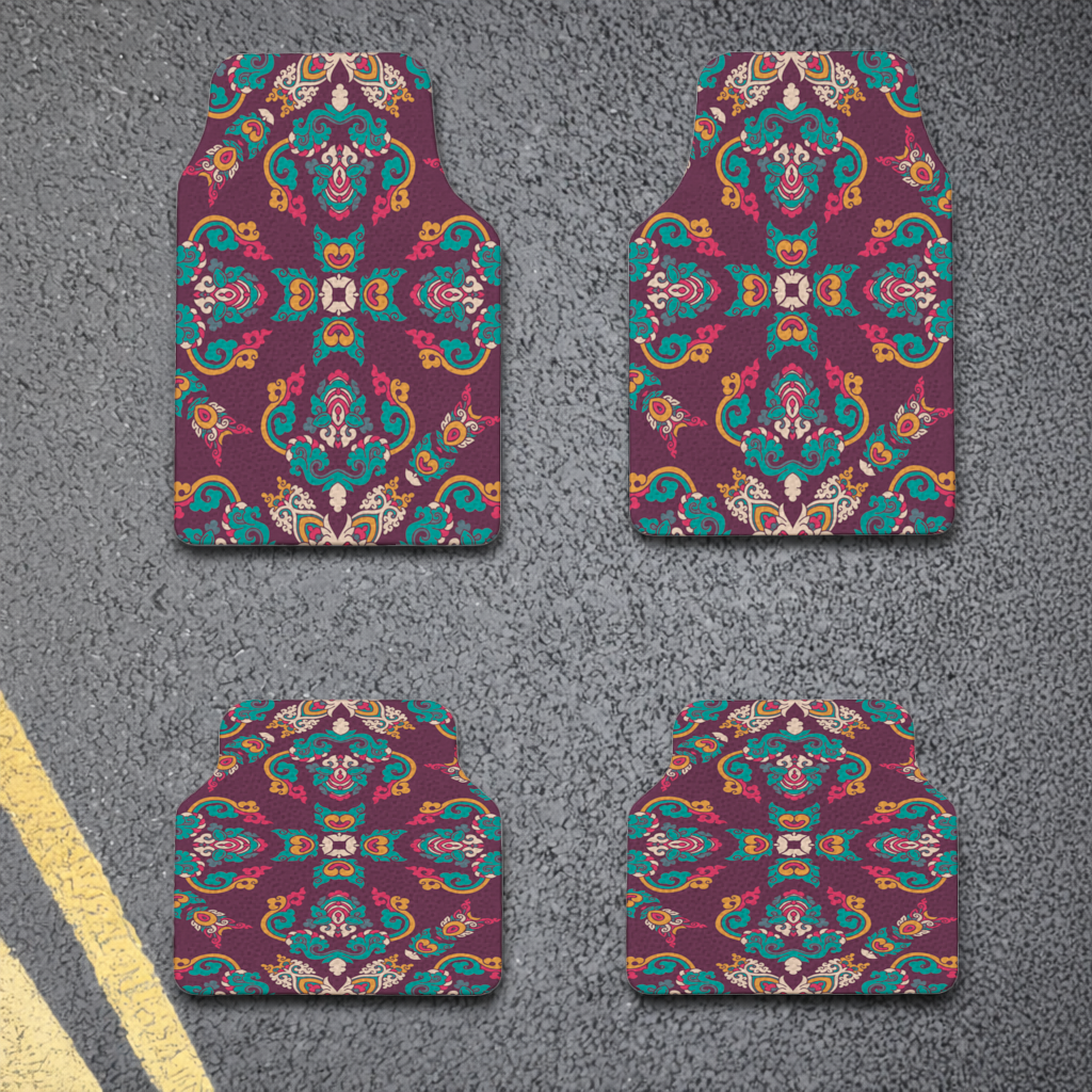Otantik Osmanlı Motifli Renkli Mandala Deseni Oto Paspası (4 Adet)