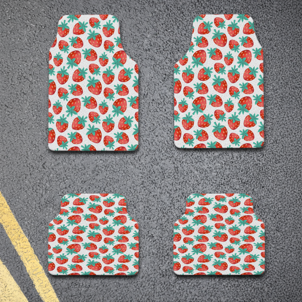 Vibrant Red Strawberry Summer Pattern Car Floor Mats