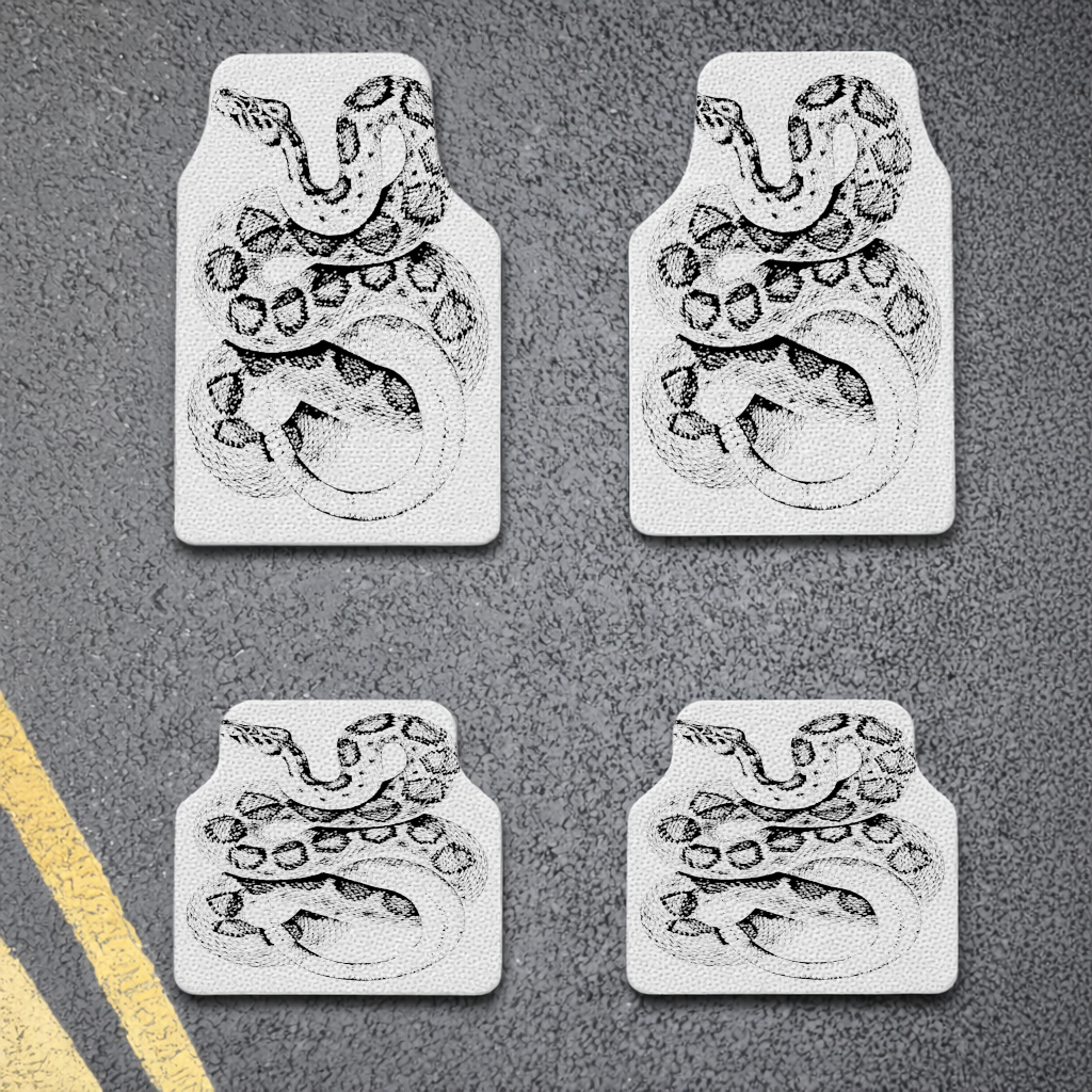 Detailed Vintage Rattlesnake Illustration Car Floor Mats