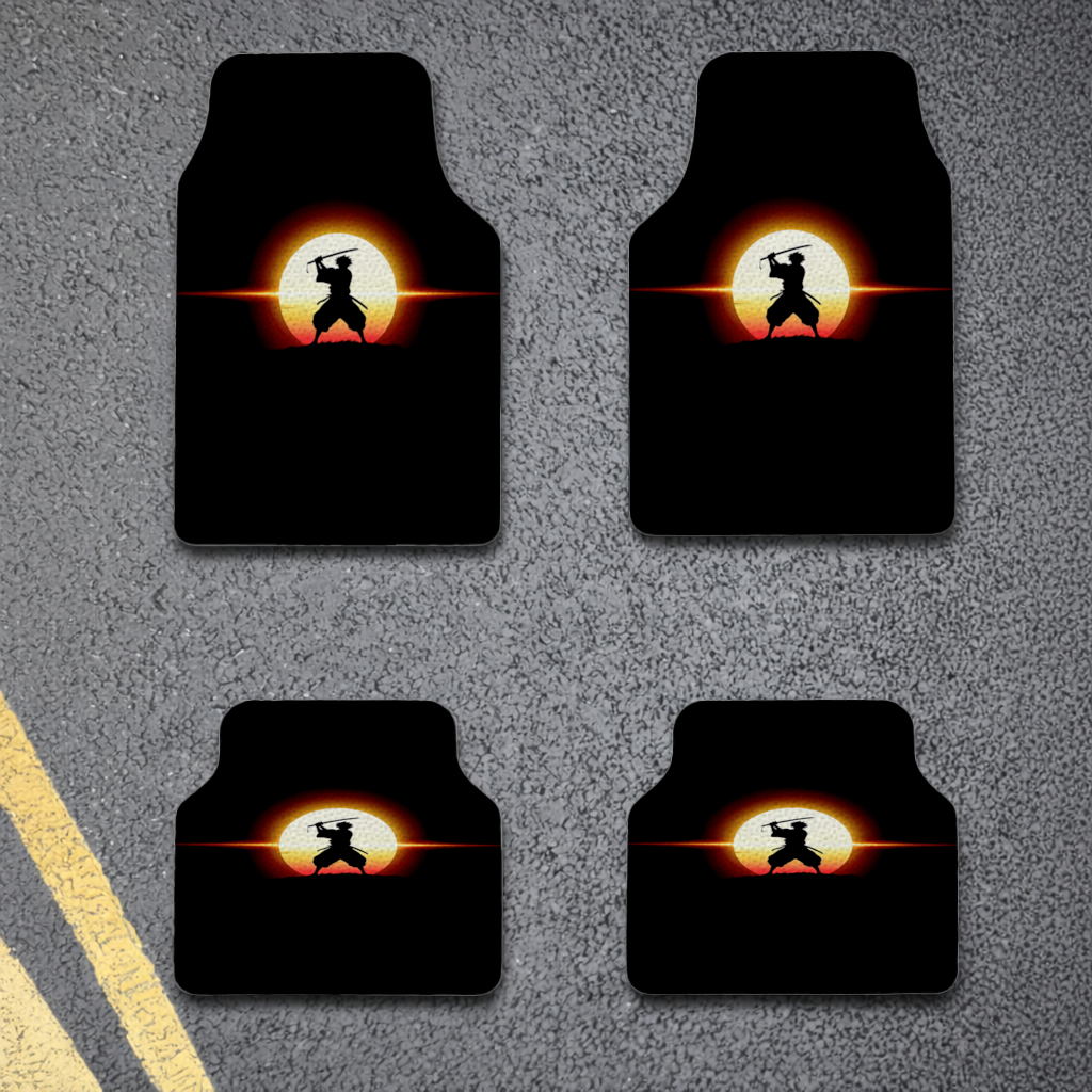 Samurai Silhouette Under the Rising Sun Honor and Strength Car Floor Mats