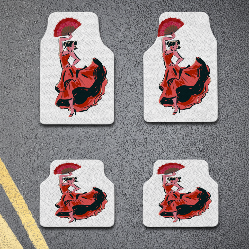 Flamenco Dancer with Fan Illustration Car Floor Mats