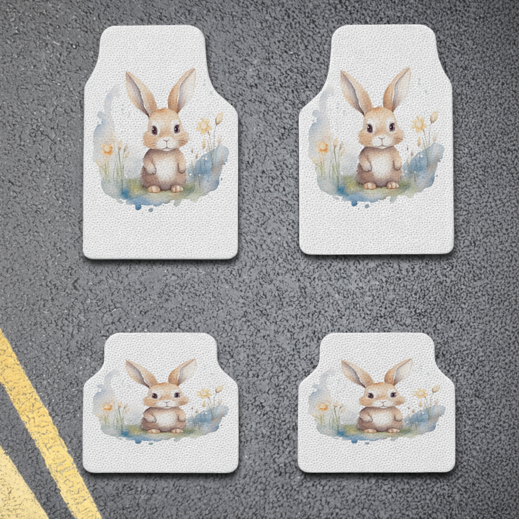 Cute Bunny Watercolor Illustration Car Floor Mats