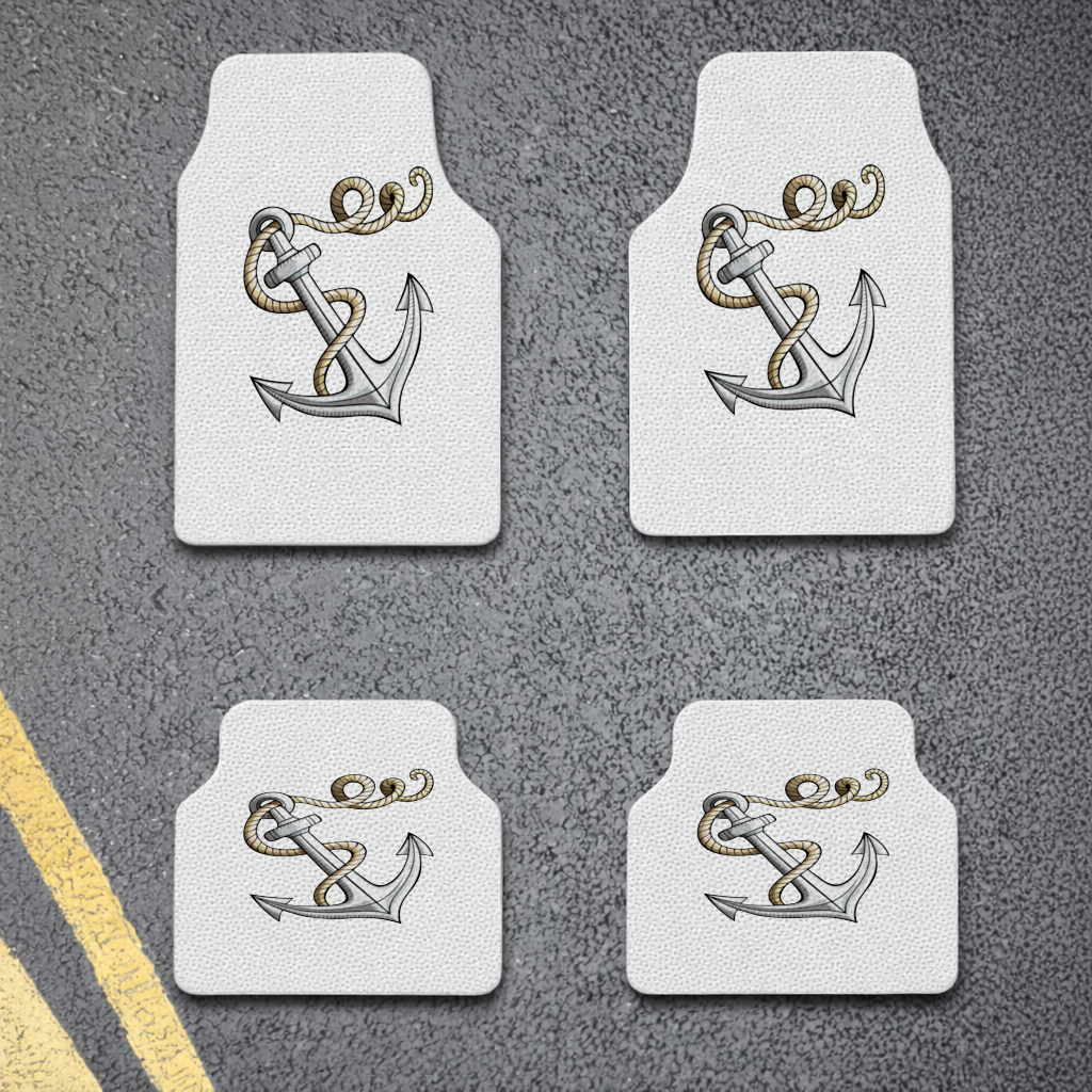 Sailor Anchor with Rope Tattoo Art Car Floor Mats