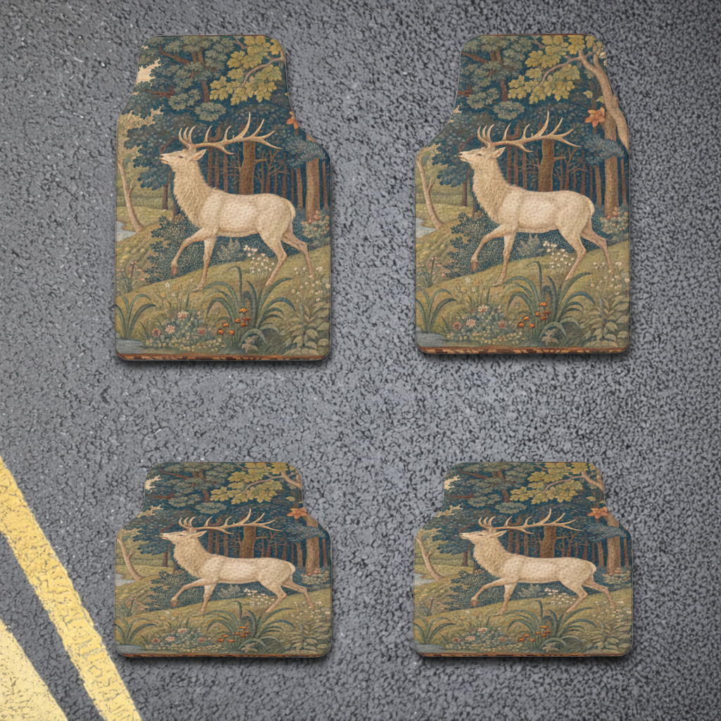 Noble Deer in Forest Landscape Classic Art Illustration Car Floor Mats