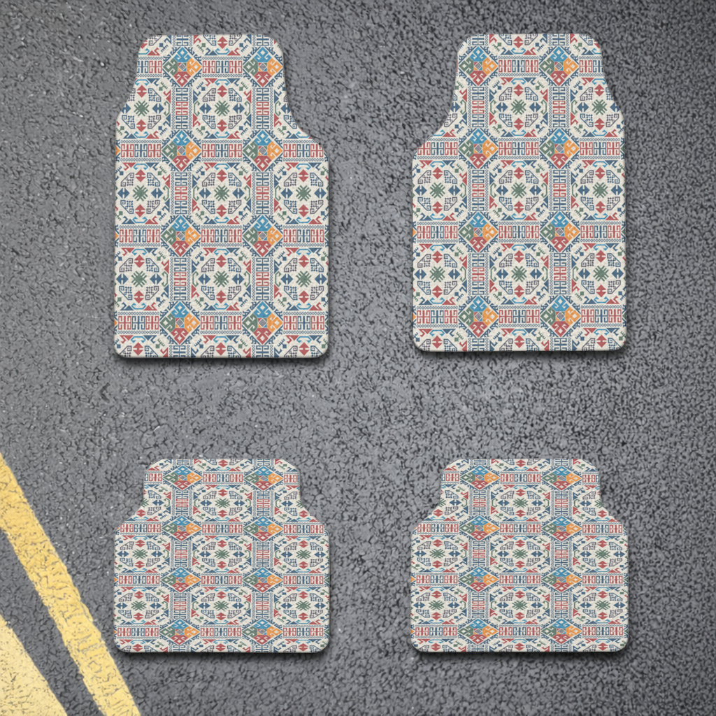 Multicolor Ethnic Geometric Motif Car Floor Mats
