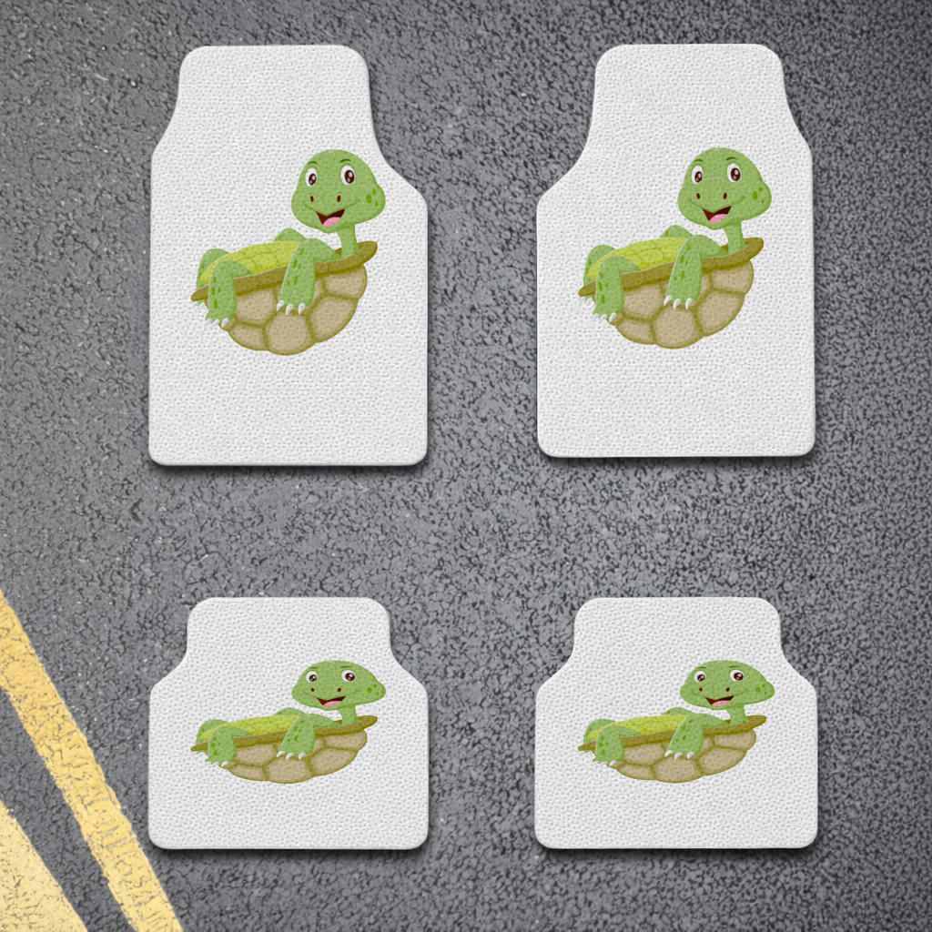 Happy Smiling Green Turtle in Shell Car Floor Mats