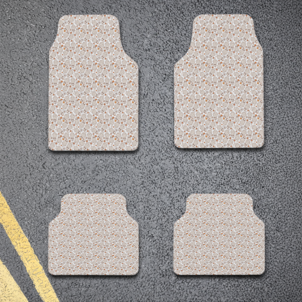 Retro Floral Cute Ghost Seamless Pattern Car Floor Mats