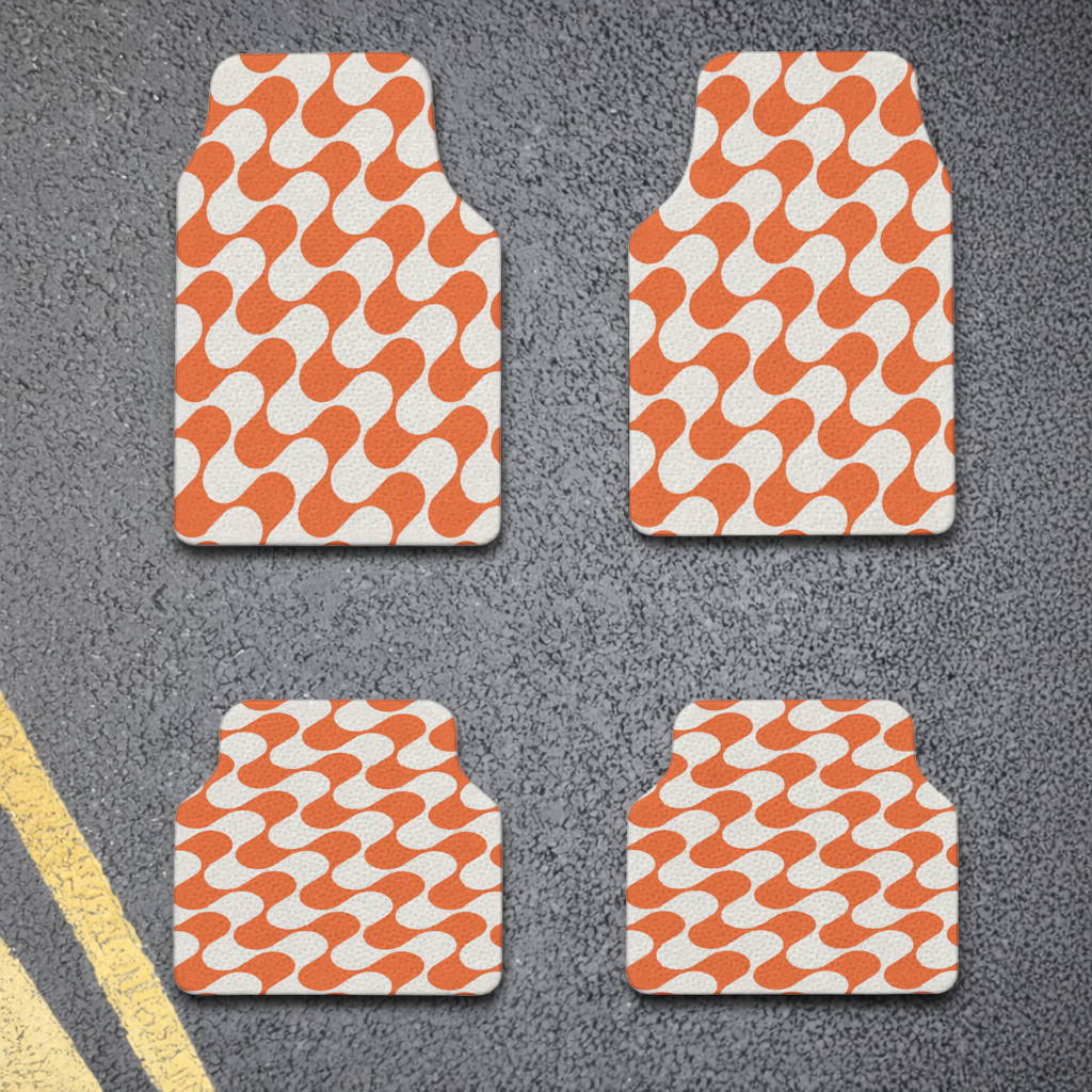 Retro 70s Orange Cream Groovy Curves Car Floor Mats