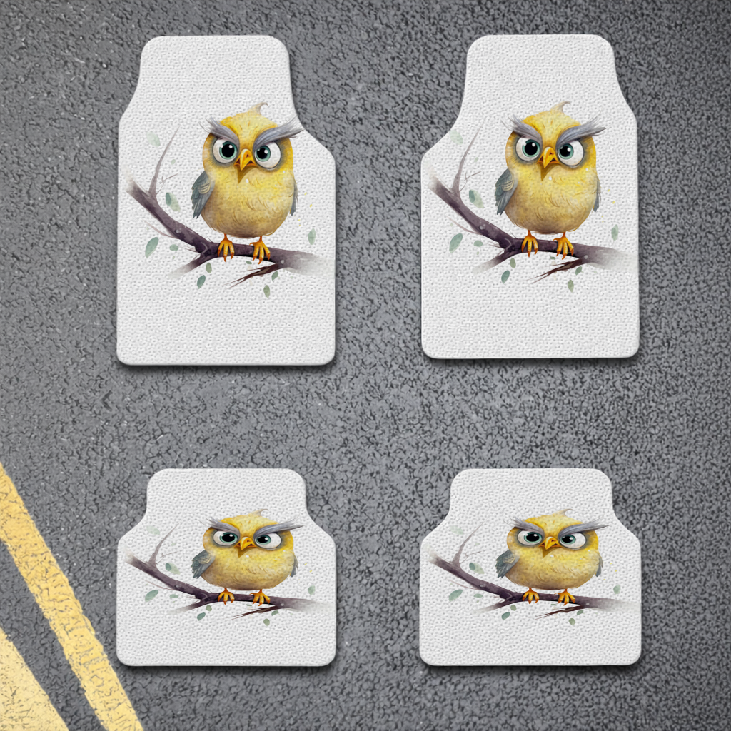 Grumpy Yellow Owl Car Floor Mats