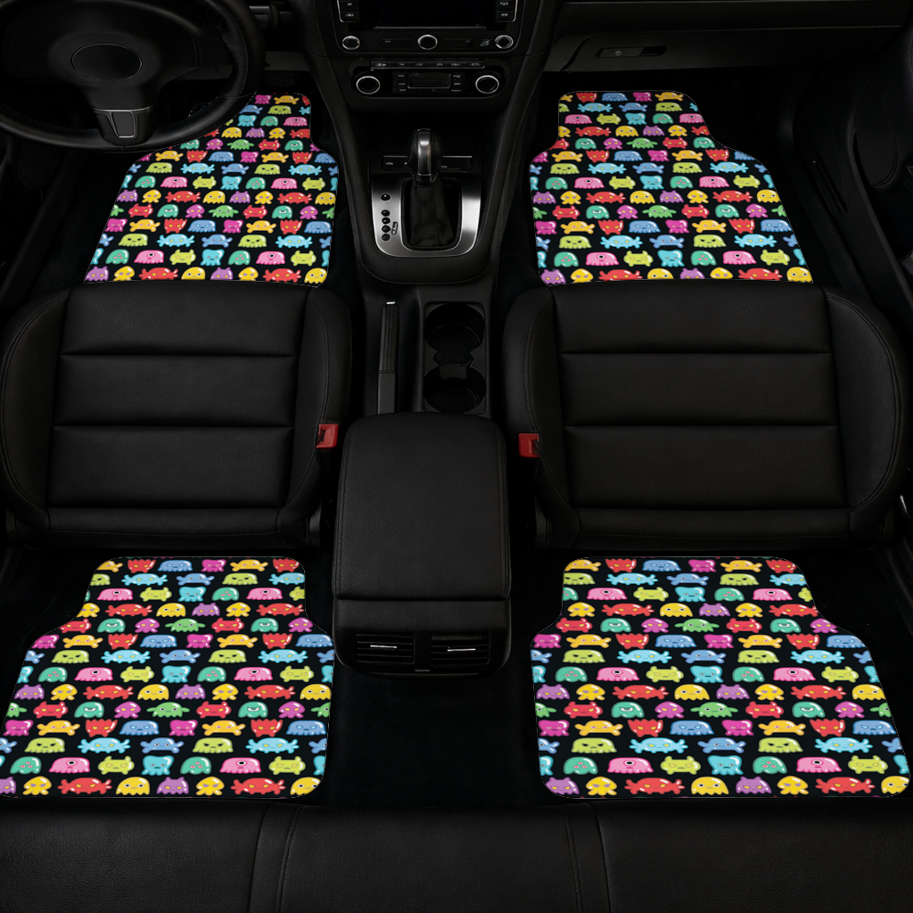 Cute Colorful Monsters Seamless Pattern Car Floor Mats