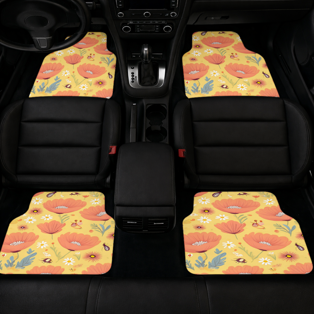 Floral Insect Pattern Colorful Design Car Floor Mats