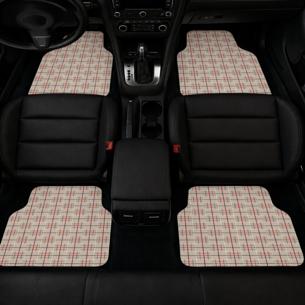 Red Black Geometric Tribal Pattern Car Floor Mats