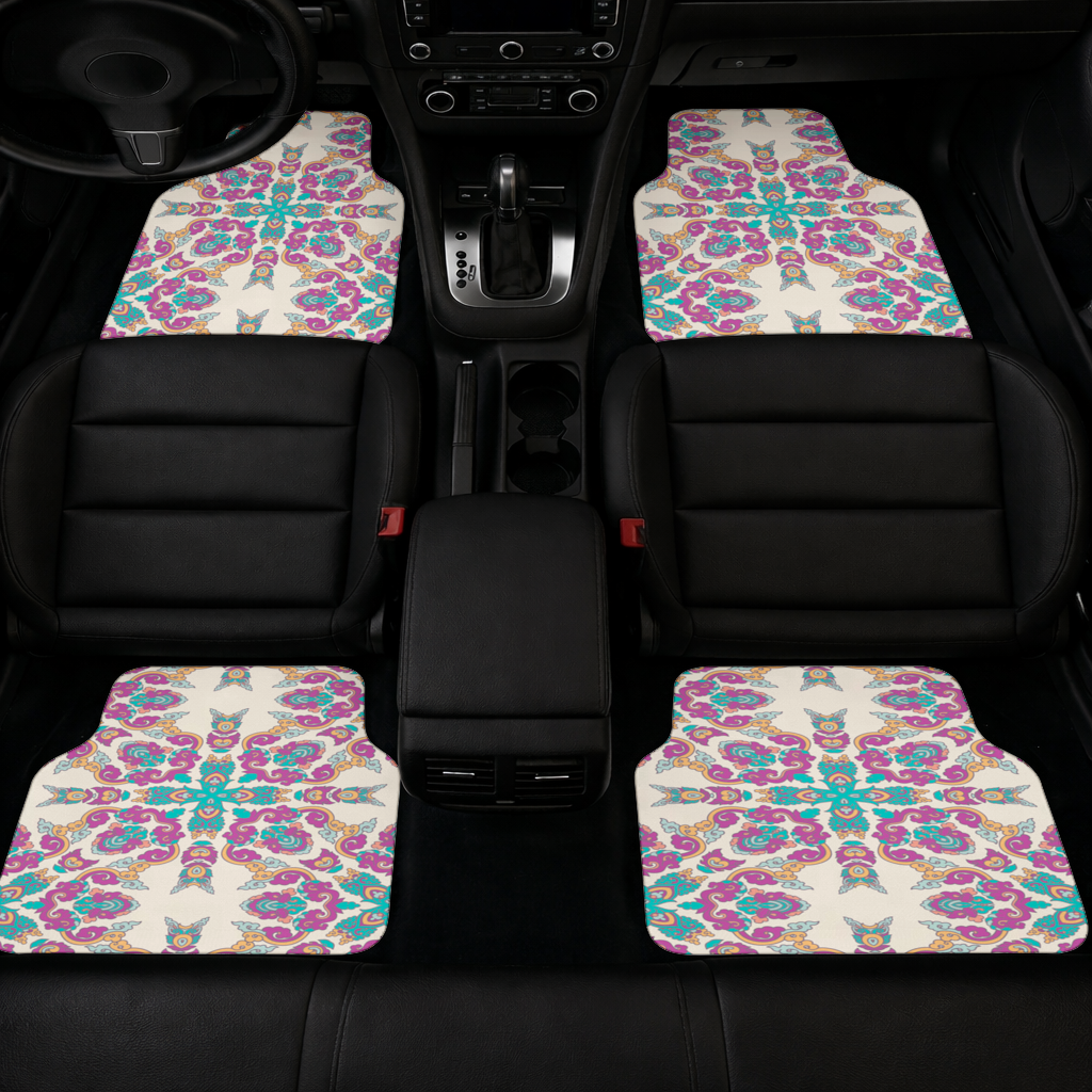 Colorful Oriental Symmetrical Mandala Pattern Car Floor Mats