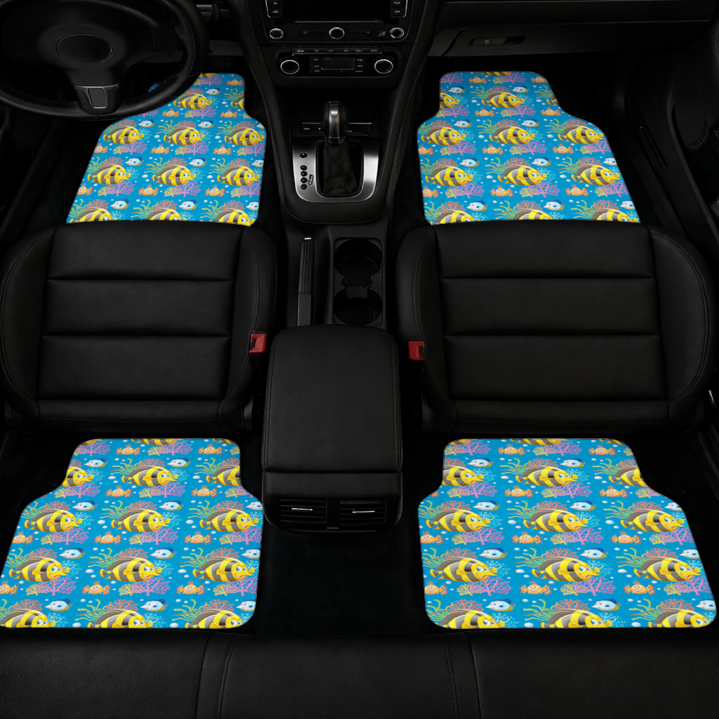 Colorful Tropical Fish and Coral Reef Pattern Car Floor Mats