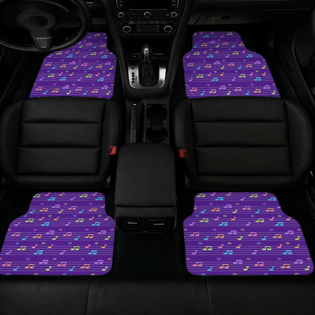 Colorful Music Notes and Modern Rhythm Seamless Pattern Car Floor Mats