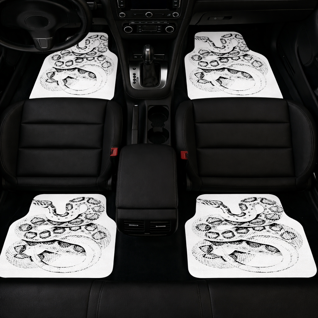 Detailed Vintage Rattlesnake Illustration Car Floor Mats