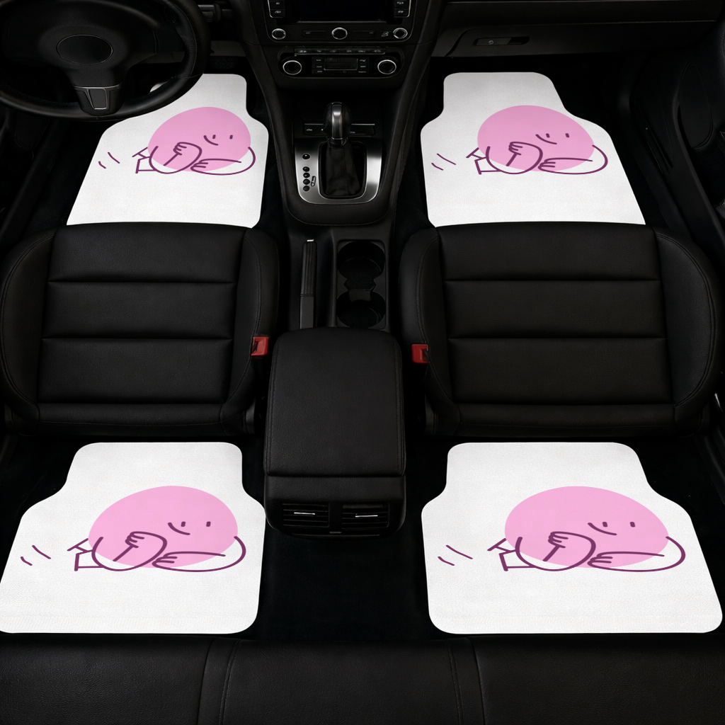 Cute Pink Lying Character Illustration Car Floor Mats