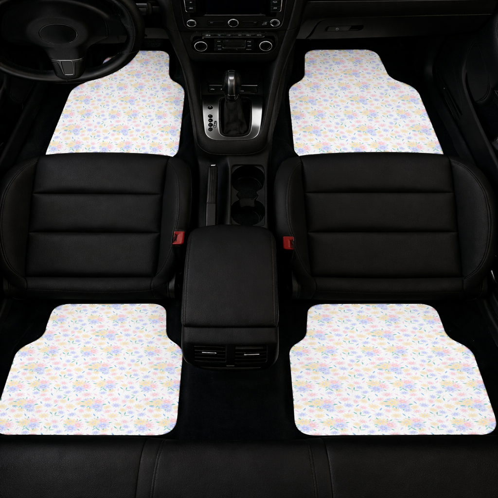 Colorful Pastel Spring Floral Pattern Car Floor Mats