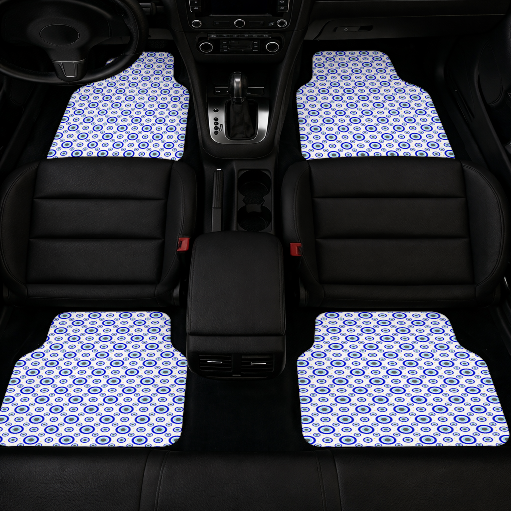 Blue Evil Eye Pattern with Stars Car Floor Mats