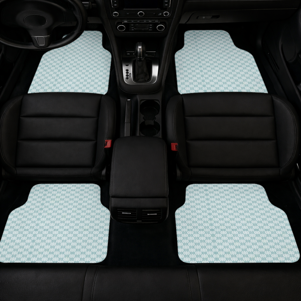 Blue Pixelated Geometric Ornament Pattern Car Floor Mats