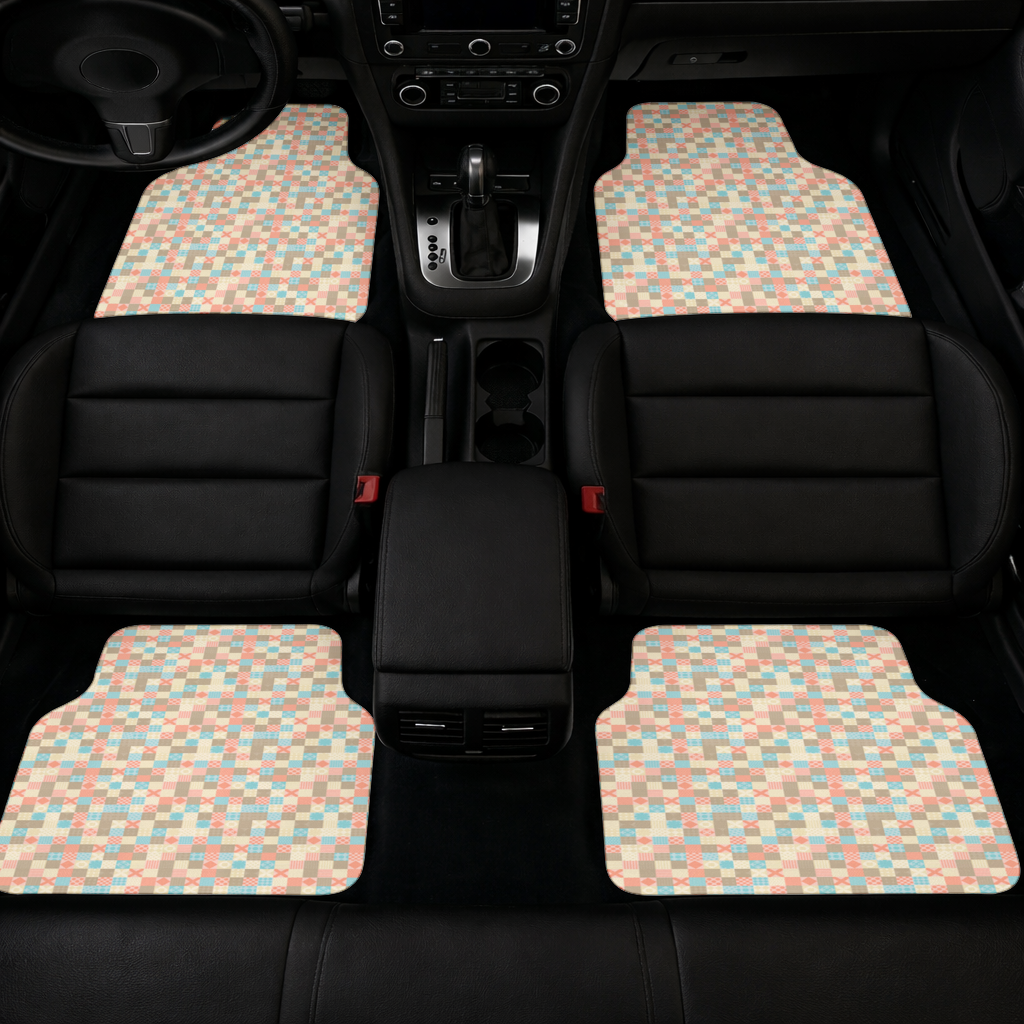 Colorful Modern Geometric Square Pattern Car Floor Mats