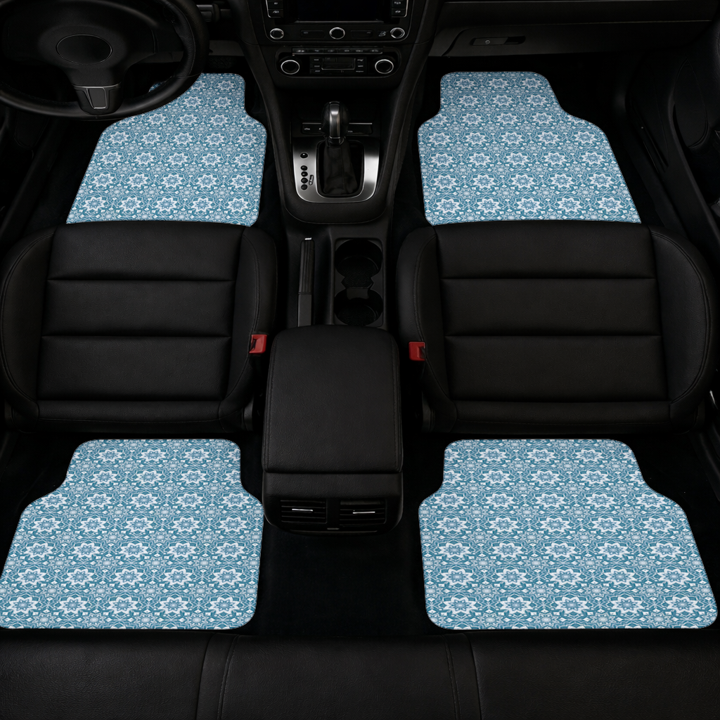 Elegant Blue Mandala Pattern Car Floor Mats