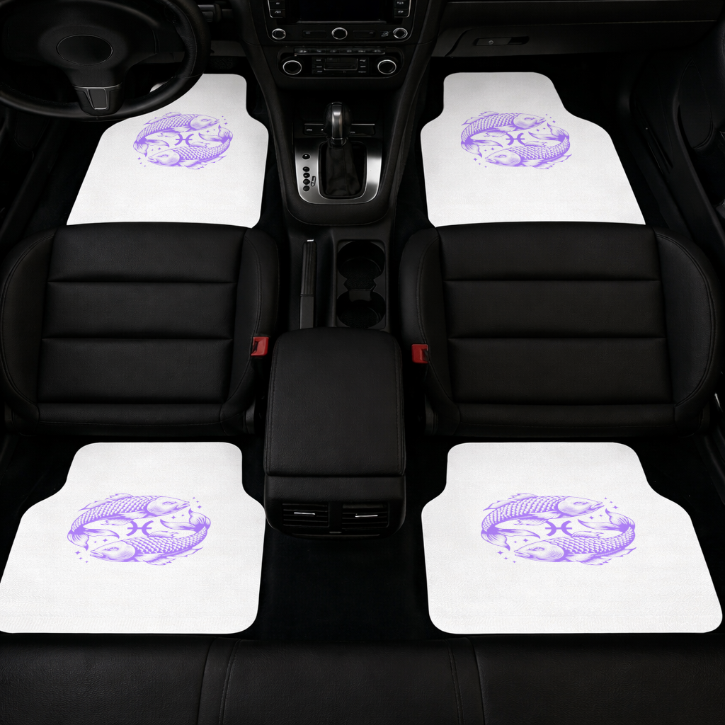 Pisces Zodiac Symbol with Purple Fish Art Car Floor Mats