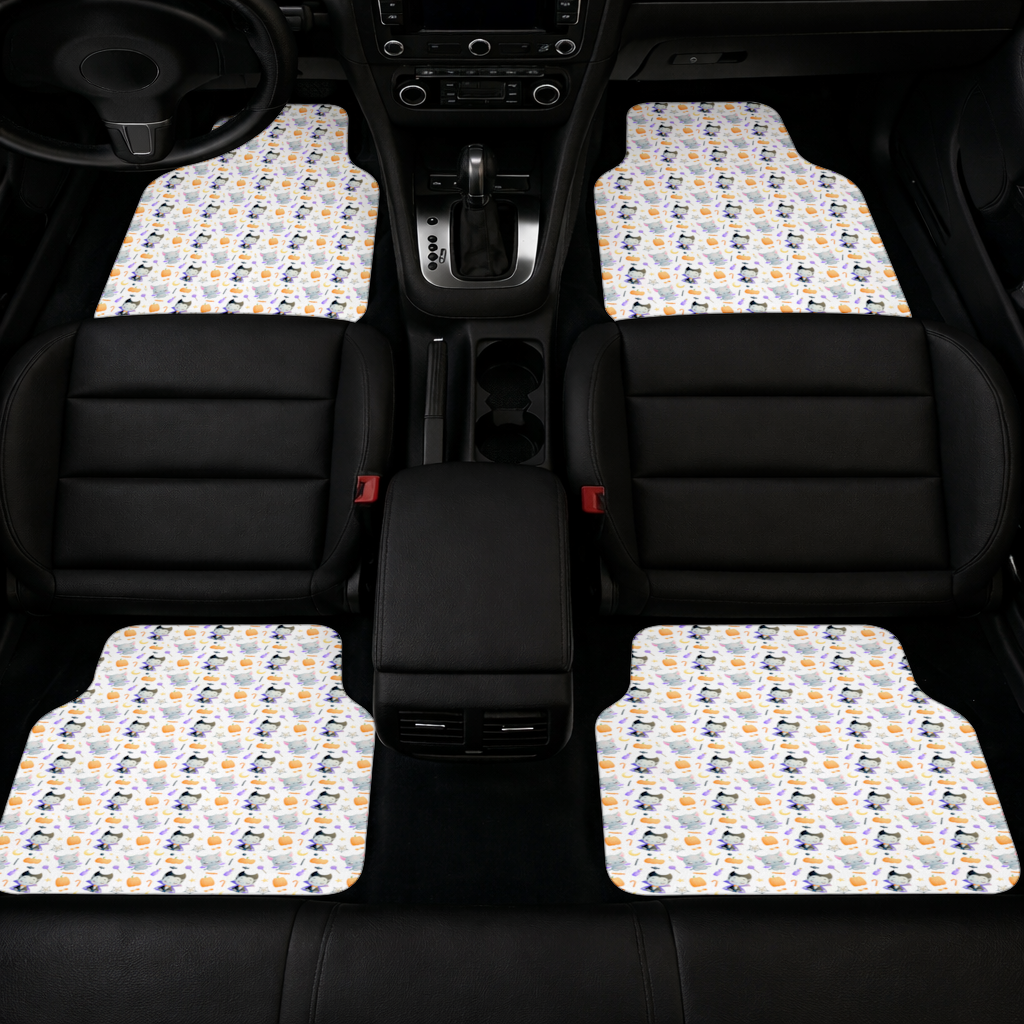 Cute Vampire and Bat Halloween Seamless Pattern Car Floor Mats