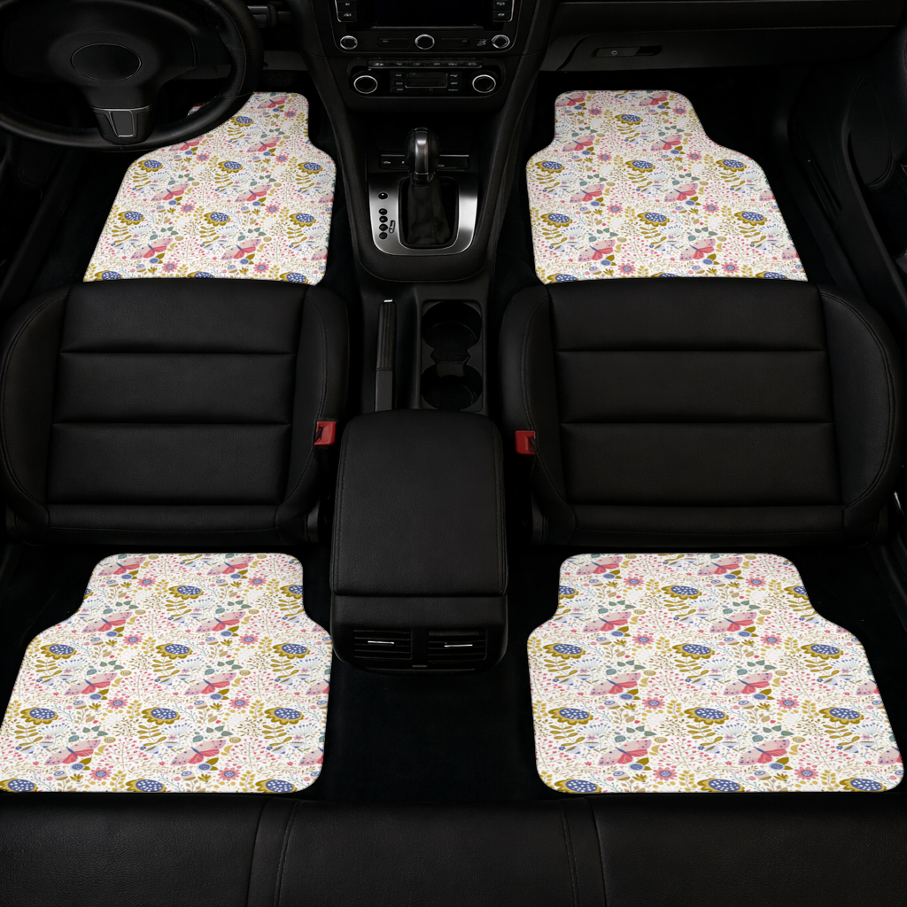 Folk Art Floral and Butterfly Pattern Car Floor Mats