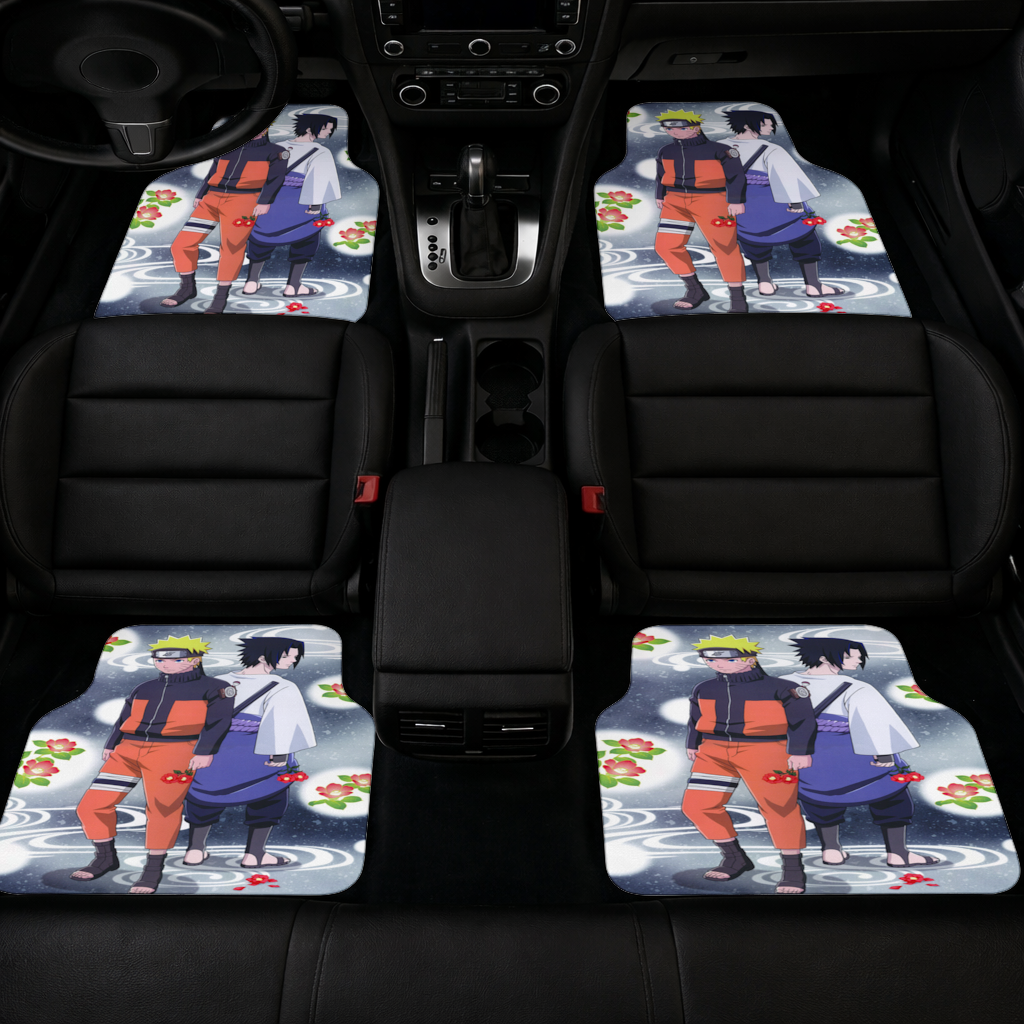 Two Rival Warriors with Red Camellias Car Floor Mats