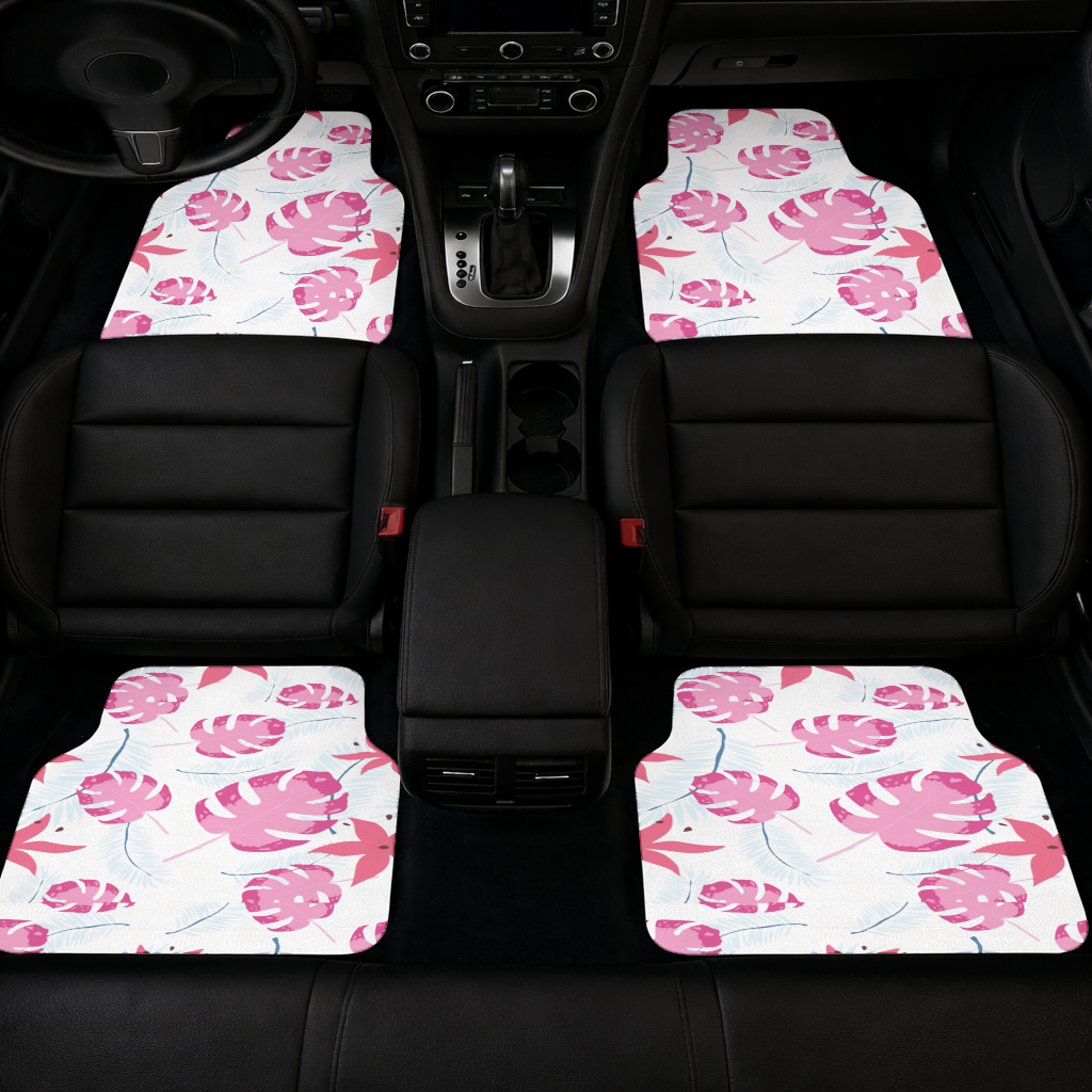 Pink Monstera and Tropical Lily Car Floor Mats