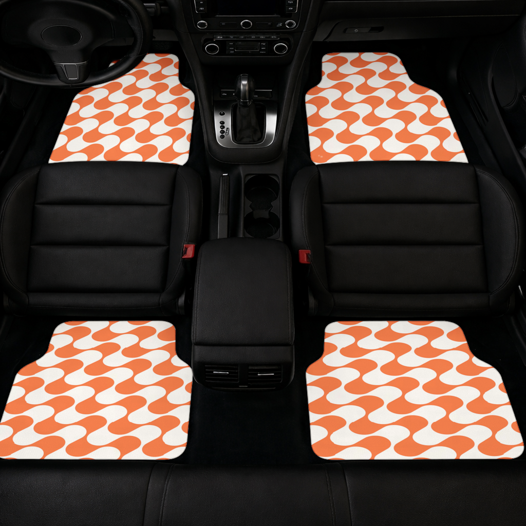 Retro 70s Orange Cream Groovy Curves Car Floor Mats