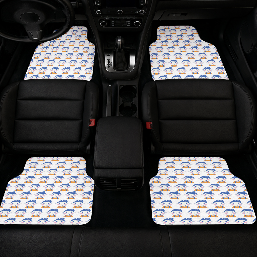 Cute Smiling Boy with Blue Hair Car Floor Mats