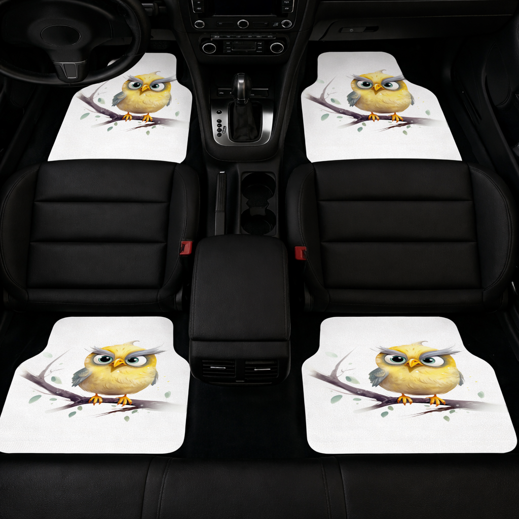 Grumpy Yellow Owl Car Floor Mats