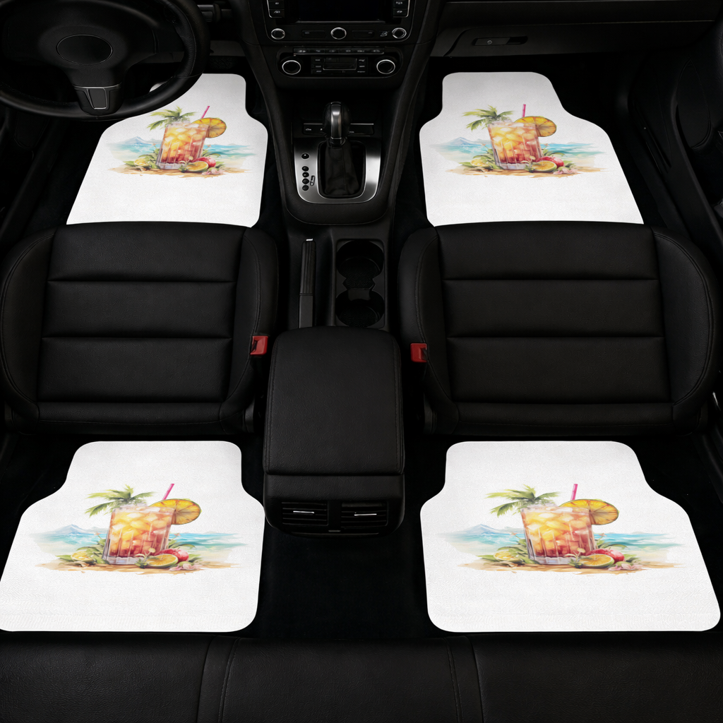 Tropical Island Beach Cocktail with Fruit Car Floor Mats