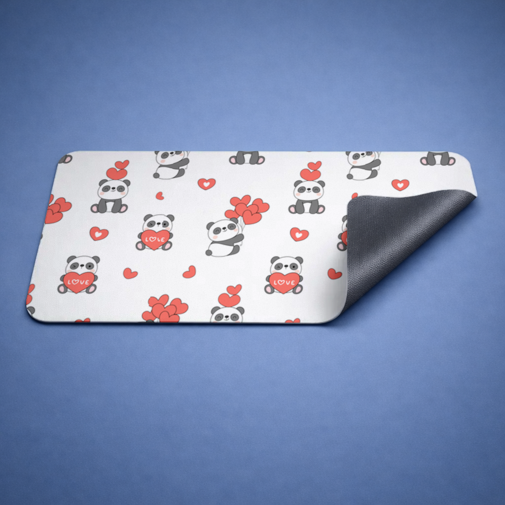Cute Panda Valentines Day Love Heart Pattern Design Mouse Pad