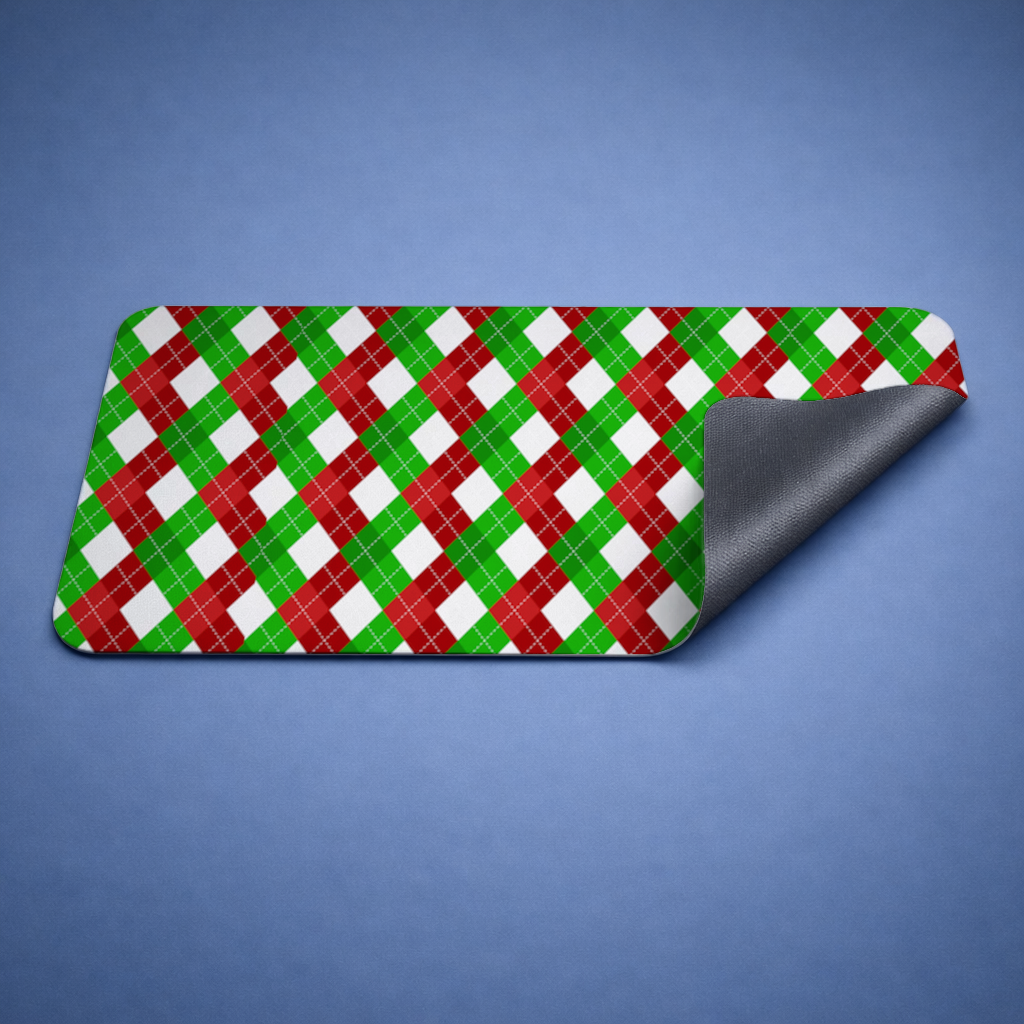 Kırmızı Yeşil Ekose Arka Plan Deseni Mouse Pad