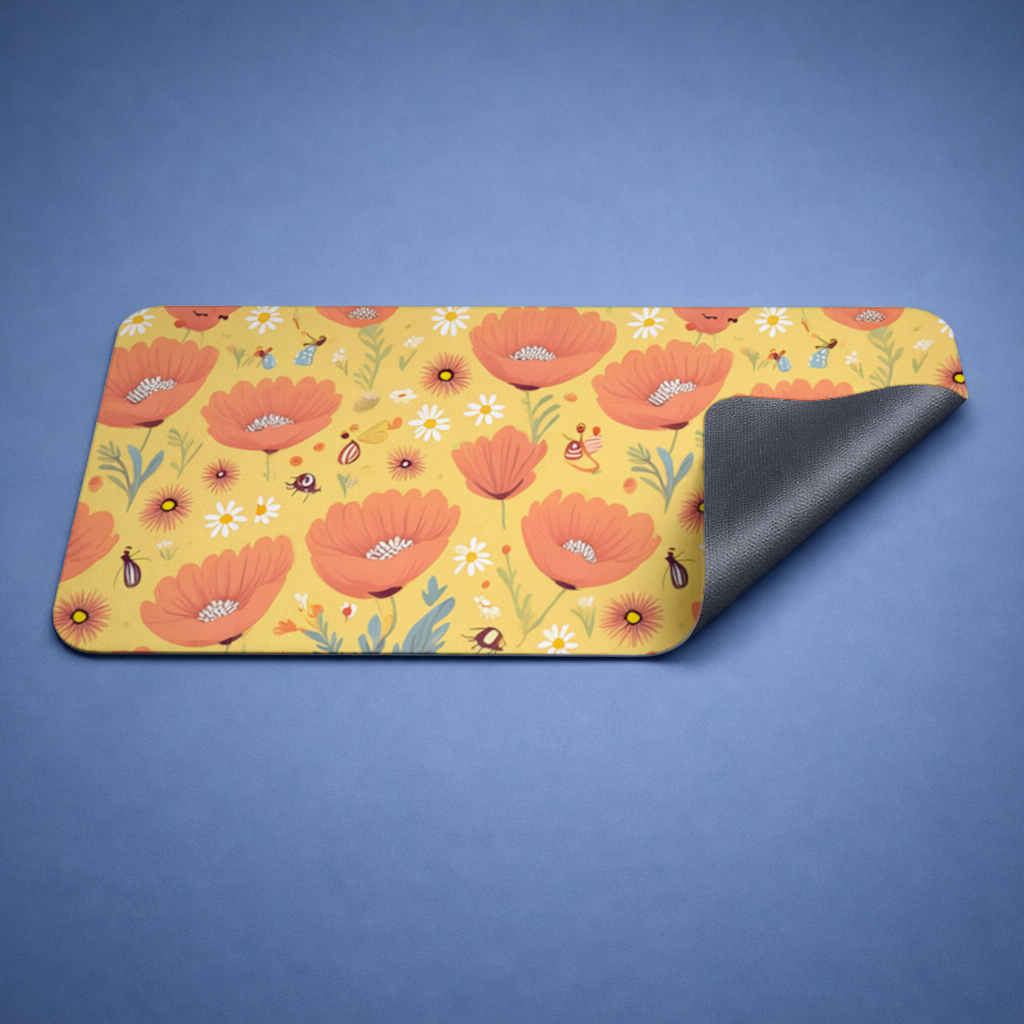 Floral Insect Pattern Colorful Design Mouse Pad