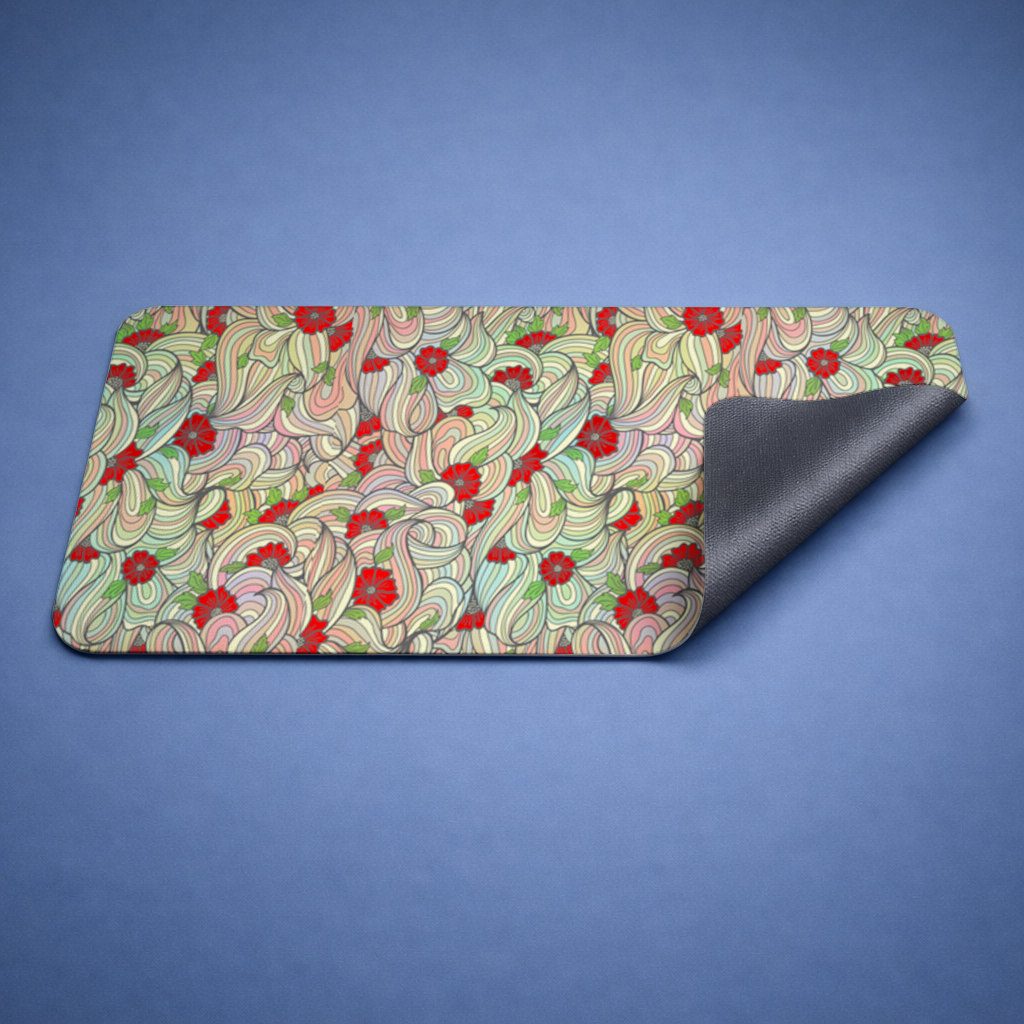 Floral Retro Wavy Pattern Mouse Pad