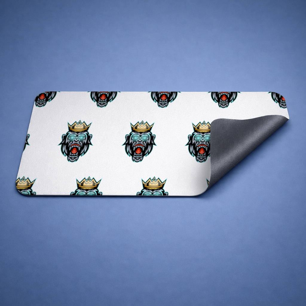 Angry Gorilla King with Crown Graphic - Neon Mascot Design Mouse Pad