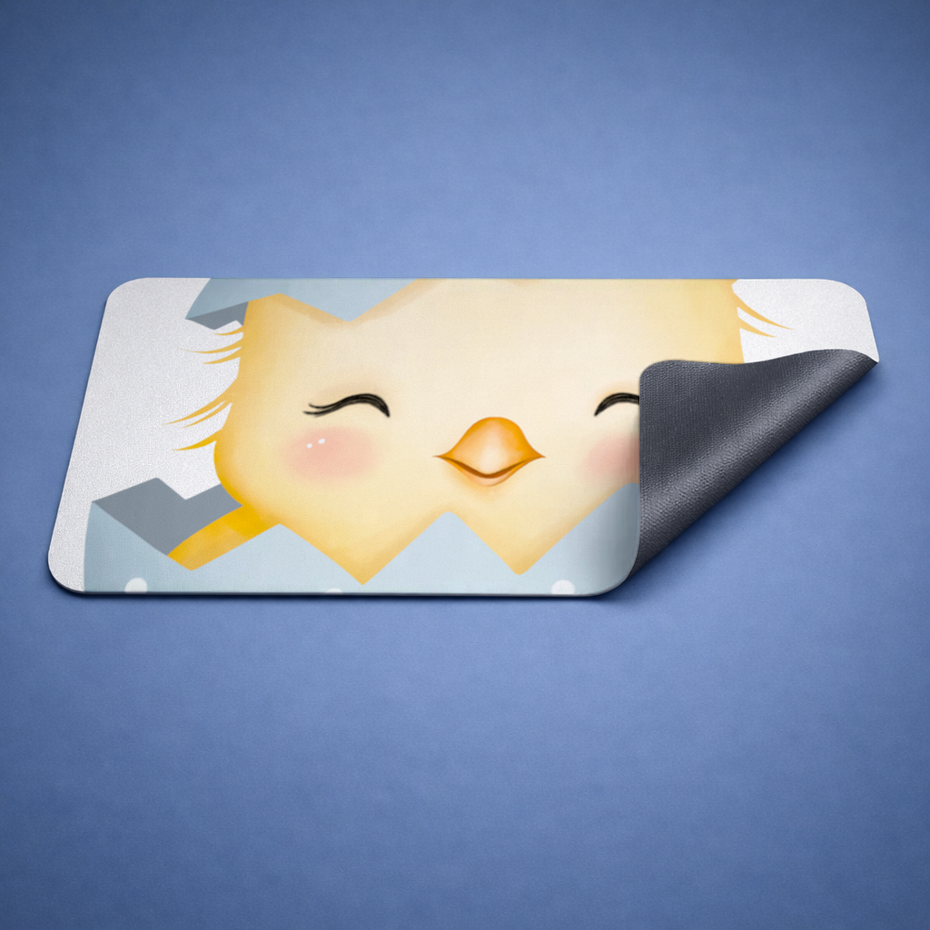 Cute Chick in Egg with Floral Hat Mouse Pad