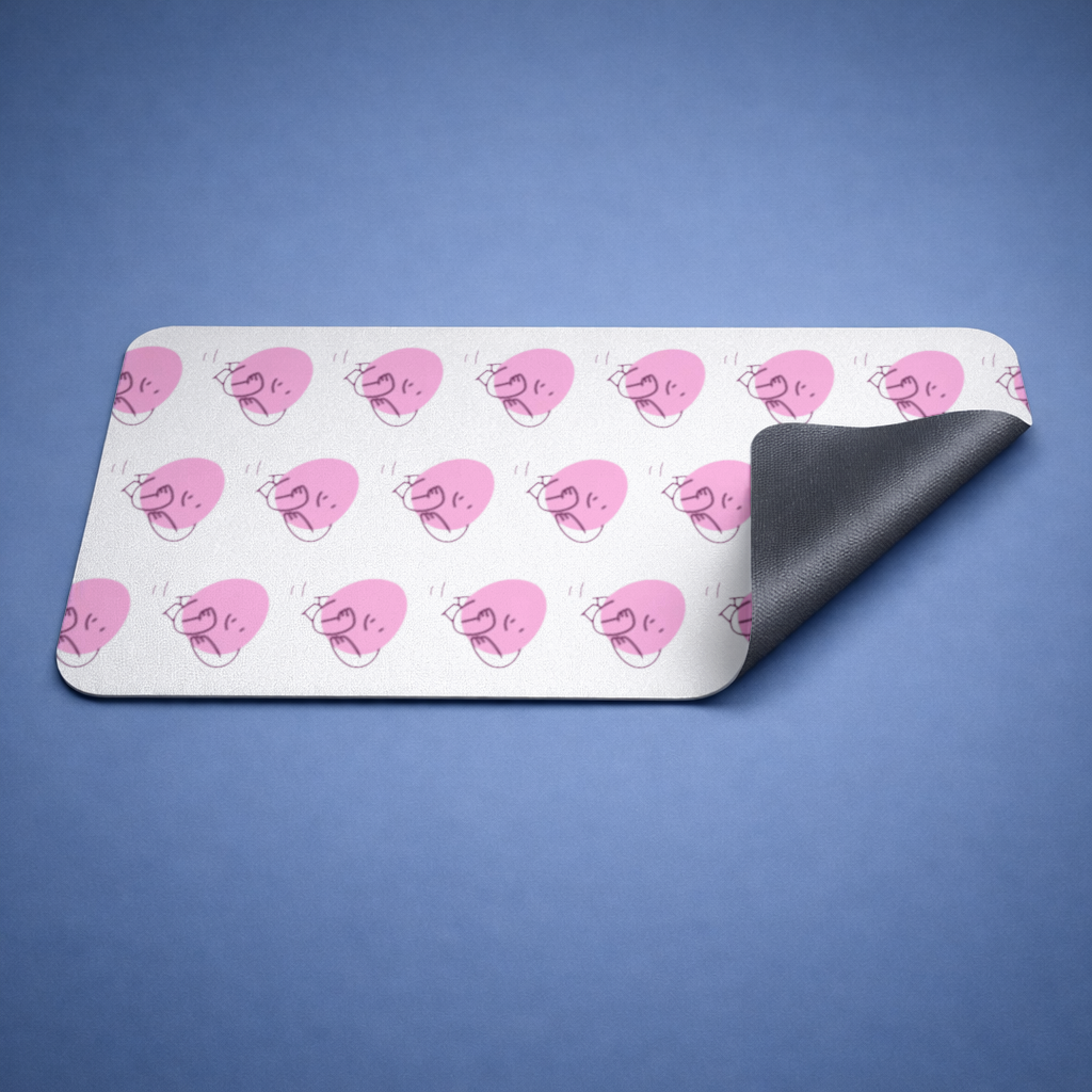 Sevimli Pembe Uzanmış Karakter Çizimi Mouse Pad