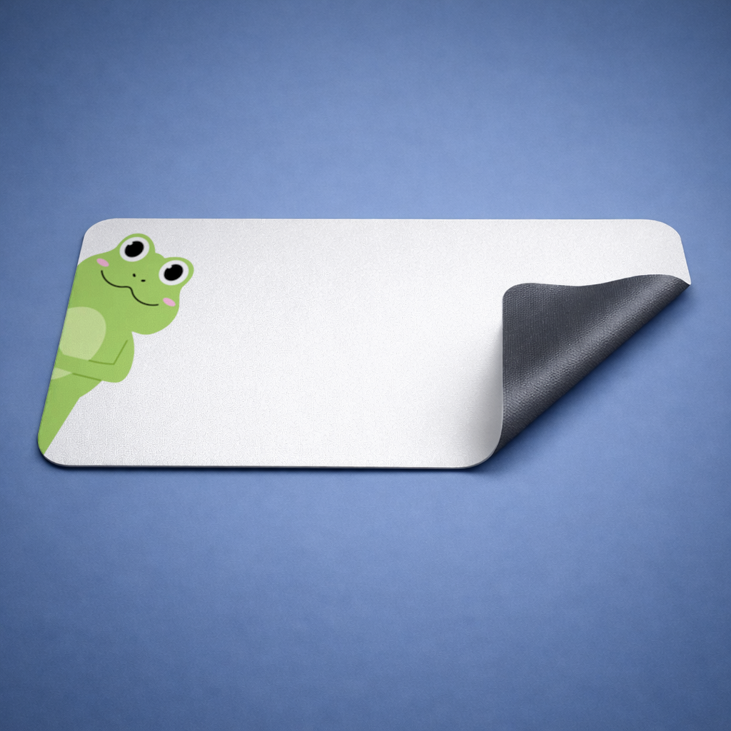 Cute Green Frog Peek-a-Boo Illustration Mouse Pad