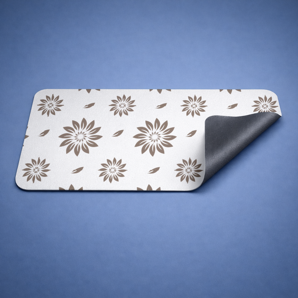 Minimalist Modern Brown Floral Pattern Mouse Pad